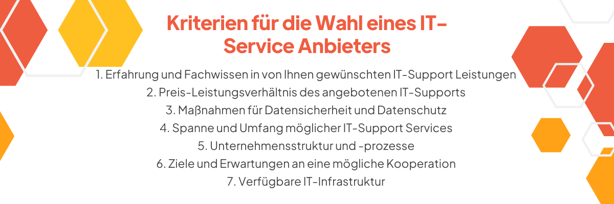 Kriterien für die Wahl eines IT-Service Anbieters